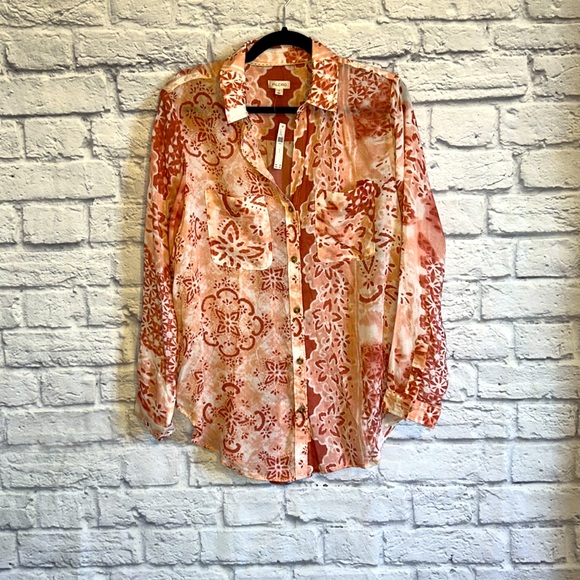 Pilcro from Anthropologie the relaxed roomy button down shirt size small - Picture 4 of 9